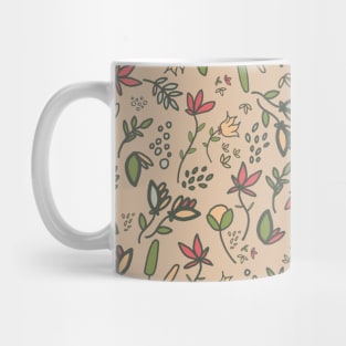 Vintage Style Floral Blooms Repeat Pattern Illustration T-Shirt Mug